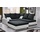 Fun Möbel Ecksofa Sofa NINA inkl.Hocker Weiss / Schwarz Ottomane Rechts - Schwarz