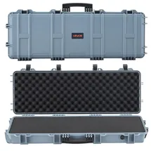 Vevor Waffenkoffer mit Hartschale für Langwaffen, abschließbarer Gewehrkoffer mit vorgeschnittenen Schaumstoffen, Langwaffenkoffer Waffenaufbewahrung rollbar IP67 wasserfest, 1380x385x165 mm Grau