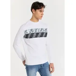 Lois Jeans für Herren. 165763838 Sweatshirt Kastenhals Grafik Streifen wesentlich weiß (XXL), Lässig, Baumwolle, Langarm