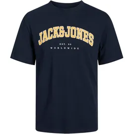 Jack & Jones PlusSize T-Shirt JJECALEB VARSITY TEE SS O-NECK NOOS PLS mit Logobranding blau XXXL (62/64)