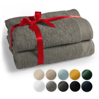 Blumtal Saunatuch Set 80x200cm - Saunahandtuch Oeko-TEX Zertifiziert, 100% Baumwolle, Frottier XXL- Saunatücher, Extra Weich und Saugstark, Grau