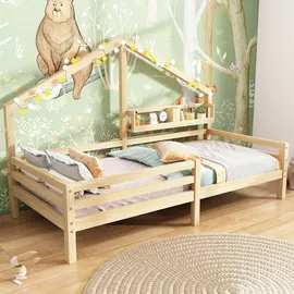SOFTWEARY Hausbett 90 x 200 cm Kiefer natur beige