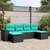 vidaXL Gartensofa-Set 6-tlg. schwarz