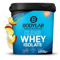 Bodylab24 Clear Whey Isolate 1200g Pfirsich-Eistee, Eiweiß-Shake aus bis zu 96% hochwertigem Molkenprotein-Isolat, erfrischend fruchtiger Drink, Whey Protein-Pulver kann den Muskelaufbau unterstützen
