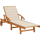 vidaXL Akazienholz Massiv Sonnenliege mit Auflage Gartenmöbel Liege Gartenliege Saunaliege Liegestuhl Relaxliege Holzliege Rollliege Strandliege