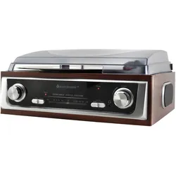 Soundmaster PL196H Plattenspieler Radio Stereo-Lautsprecher Kopfhörerbuchse Echtholz Retro Nostalgie