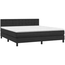 vidaXL Boxspringbett mit Matratze & LED Schwarz 180x200 cm Kunstleder