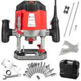 Tectake tectake® Oberfräse, 1200 W mit Drehzahlregelung, mit 12 Fräsköpfen, inklusive Koffer
