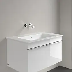 Villeroy und Boch Venticello Möbel-Waschtisch 41048JRW 80x50,5cm, stone white C-plus, ohne Hahnloch, mit Überlauf