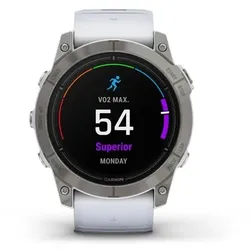 Garmin epix 2X Pro Sapphire Edelstahlgehäuse grau Silikonarmband weiß