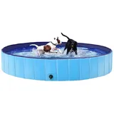Yaheetech Hundepool Ø 100/120/140/160/180 cm, Planschbecken für Hunde Swimmingpool Hundebadewanne, faltbar blau Ø 180 cm x 180 cm x 180 cm x 30 cm