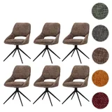 6er-Set Esszimmerstuhl HWC-N73, Küchenstuhl, drehbar Auto-Return, Stoff/Textil Chenille (490g/m2) Öko-Tex ~ braun