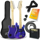 3rd Avenue 1/4-Größe E-Gitarren-Set für Anfänger - 5W tragbarer Verstärker, Kabel, Tasche, Plektren und Gurt - Lila Galaxy