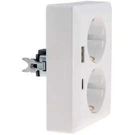 ChiliTec MILOS Schutzkontakt-Steckdose 2-fach 2in1, USB-A+C/PD, 16A/250V, weiß