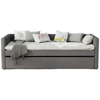 Gotagee Schlafsofa Tagesbett Einzelbett Klappbett Doppelbett (ohne Matratze) Flaches Bett, Leinen, Metallbeinen, 90/180x200cm