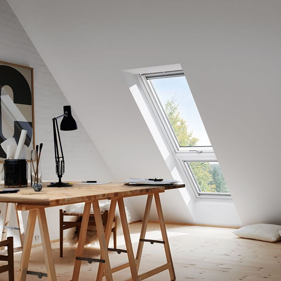 VELUX Zusatzelement Dachschräge GIL 2062 ENERGIE SCHALLSCHUTZ Holz Weiß lackiert, 94x92 cm (PK34)