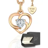 LOVENEST Herzkette Halskette Damen Rosegold Herzkette Rose Kette vergoldet Damenkette (Silberkette Rosegold vergoldet Anhänger Geschenke für Frauen Weihnachtsgeschenk Freundin, Geschenkset Damenkette Weihnachten Set), Sie Geburtstag Hochzeitstag Liebesbeweis Liebesgeschenk Herz Schmuck