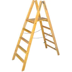 Holz Stehbrettleiter mit 2x5 Sprossen und Stufen