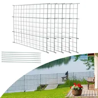 Izrielar Teichzaun Gartenzaun Komplettset, 11 Stück Set Metallzaun Gitterzaun, für Hunde - 5 Zaunelemente 6 Befestigungsstäbe (Gerade), Länge 3,75 m Gartenzäune Grün