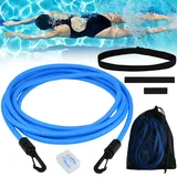 SLTAXAR Schwimmgurt für Pool 4M Länge Einnstellbare Schwimmwiderstand Gürtel Schwimmhilfe Nasenklammer Schwimmtrainer Gurt Schwimm Trainingsgürtel Schwimm Gurt Pool Schwimmgürtel für Kinder Erwachsene