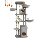 Songmics FEANDREA Kratzbaum 196cm mit Katzenturm, warme Kissen