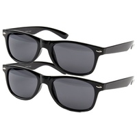 Ciffre 2 er Set EL-Sunprotect® Nerdbrille Brille Nerd Sonnenbrille Hornbrille Way Style Schwarz Smoke Dunkle Glässer
