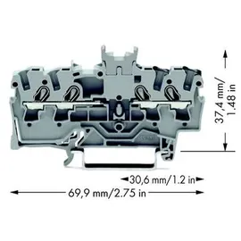 WAGO 2001-1441 Durchgangsklemme 4.20mm Zugfeder Belegung: L Grau 100St.