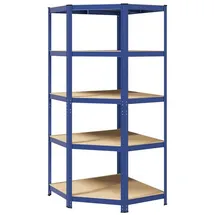 vidaXL Eckregal mit 5 Böden Blau Stahl & Holzwerkstoff