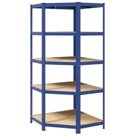 vidaXL Eckregal mit 5 Böden Blau Stahl & Holzwerkstoff
