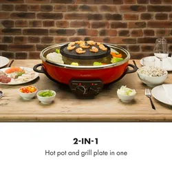 Klarstein Szechuan Hot Pot und Grillplatte 5l Vol. 1350 W, 600 W rot Rot