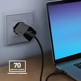SBS USB-C Ladegerät GaN, kompakt und leistungsstark, EU-Stecker, ideal für Android-Smartphones, iPhone, Tablets, MacBook