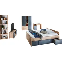 Arthur Berndt Jugendzimmer-Set ARTHUR BERNDT "Alessio, Anthrazit mit Artisan Eiche Dekor, viel Stauraum", braun (artisan oak nachbildung, anthrazit), ohne Matratze, B/H: 120cm x 200cm, Schlafzimmermöbel-Sets, mit Melamin-Oberfläche, Made in Germany