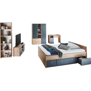Arthur Berndt Jugendzimmer-Set ARTHUR BERNDT "Alessio, Anthrazit mit Artisan Eiche Dekor, viel Stauraum", braun (artisan oak nachbildung, anthrazit), ohne Matratze, B/H: 120cm x 200cm, Schlafzimmermöbel-Sets, mit Melamin-Oberfläche, Made in Germany
