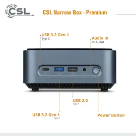 CSL Mini-PC Narrow Box Premium Intel N200 3,7 GHz 16 GB RAM 500 GB SSD Intel UHD Graphics Windows 11 Pro