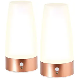 Lunartec 2 LED-Tischlampen mit PIR-Bewegungs-Sensor, Batteriebetrieb, warmweiß