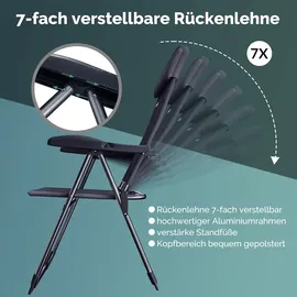 CASARIA Gartenstuhl 4er Set klappbar 7-fach verstellbar 0 x 0 x 0 cm grau