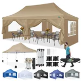 COBIZI Pavillon 3x6,Faltpavillon 3x6 Wasserdicht Stabil, Partyzelt mit 6 Seitenwänden, Upgrade-Hochdach und Tragetasche, Outdoor Pop Up Gartenpavillon für Fest, Hochzeit, Picknick, Markt, UV 50+