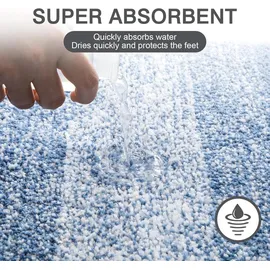 enyhom Mikrofaser Badteppich Set Blau rutschfeste Saugfähig