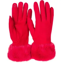 Stylebreaker Unifarbene Touchscreen Handschuhe mit Kunstfell Rot Einheitsgröße