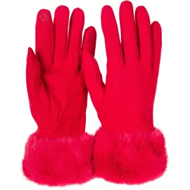 Stylebreaker Unifarbene Touchscreen Handschuhe mit Kunstfell Rot Einheitsgröße