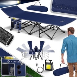 KESSER® Campingbett Feldbett Klappbar Klappbett Campingliege inkl. Tragetasche + Seitentasche Stabiles Feldbett 250kg Belastbar Metallrohr 600D Oxfordgewebe Tragbar Liege Reise Bequem