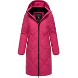 Ragwear Damen, Wintermantel Warmer wasserdichter Steppmantel lang mit abnehmbarer Kapuze Rebela YOUMODO Fuchsia Gr. S - S