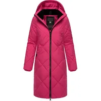 Ragwear Damen, Wintermantel Warmer wasserdichter Steppmantel lang mit abnehmbarer Kapuze Rebela YOUMODO Fuchsia Gr. S - S