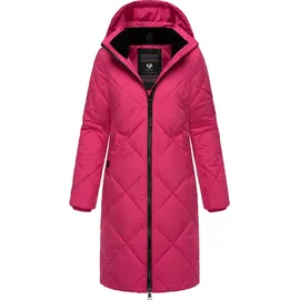 Ragwear Damen, Wintermantel Warmer wasserdichter Steppmantel lang mit abnehmbarer Kapuze Rebela YOUMODO Fuchsia Gr. S - S