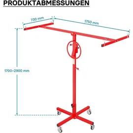 XPOtool Plattenheber Metall bis max. 40 kg Höhe 170-290 cm mit 4 Rädern