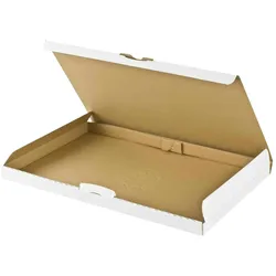 VEPATIM 100x Versandkarton 255x190x20mm schnelle Aufrichtung mit Steckverschluss Großbrief Maxibrief A5 B5 weiß