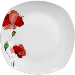 Monika Servierplatte 28,5cm weiß mit rotem Blumendekor