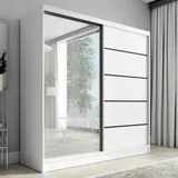 A&J MöbelLand Schwebetürenschrank KARO 2 200 x 215 x 59,5 cm Weiß