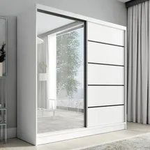 A&J MöbelLand Schwebetürenschrank KARO 2 200 x 215 x 59,5 cm Weiß