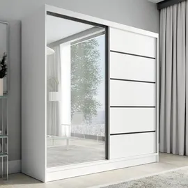 A&J MöbelLand Schwebetürenschrank KARO 2 200 x 215 x 59,5 cm Weiß